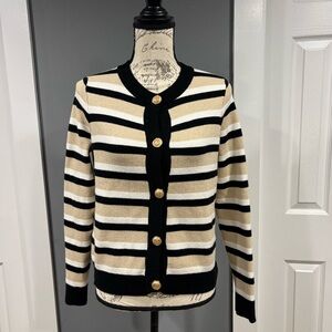 By Design Chic Black and Cream Striped Cardigan